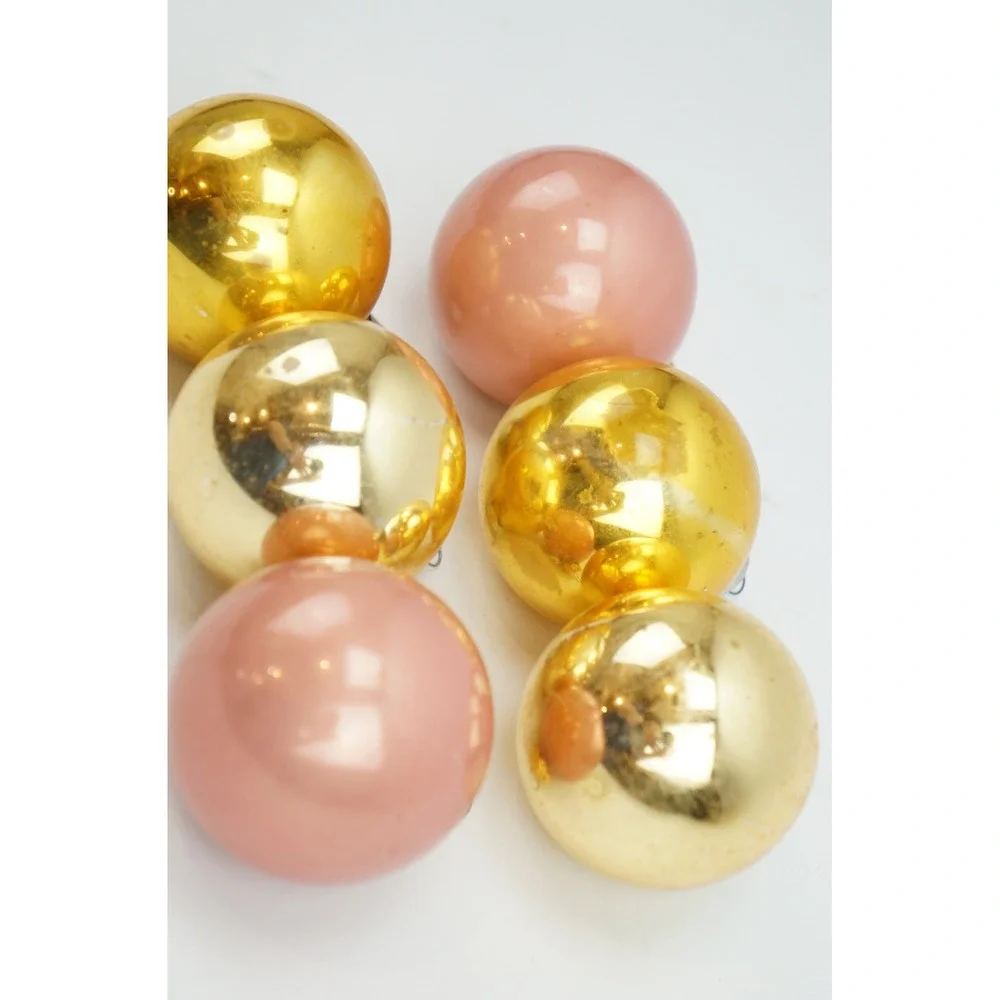 Vintage Mercury Glass Christmas Ornaments Pink Gold Iridescent Set of 6 Good